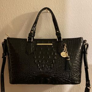 Brahmin Mini Asher Black Leather Satchel